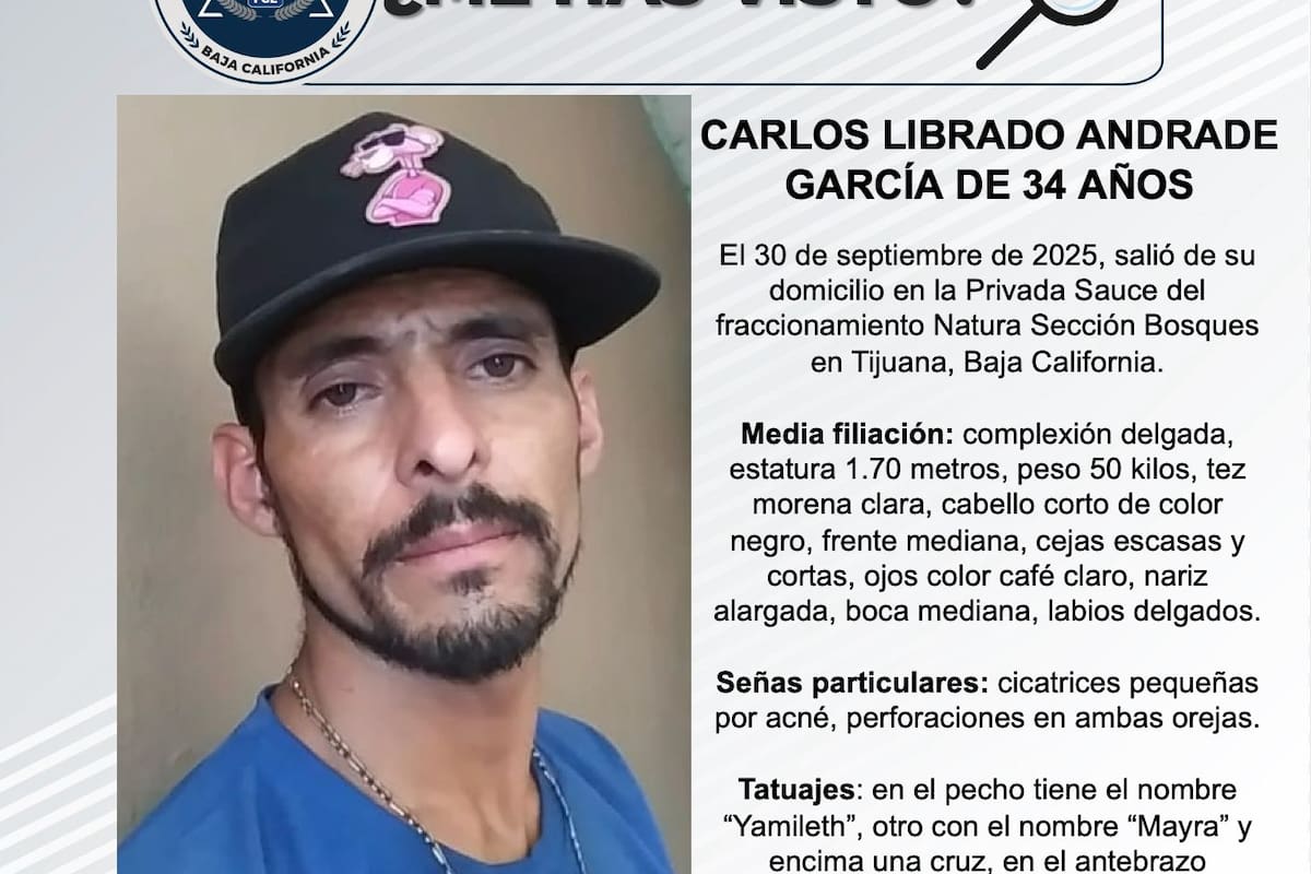 Se busca a Carlos Librado Andrade García de 34 años de edad