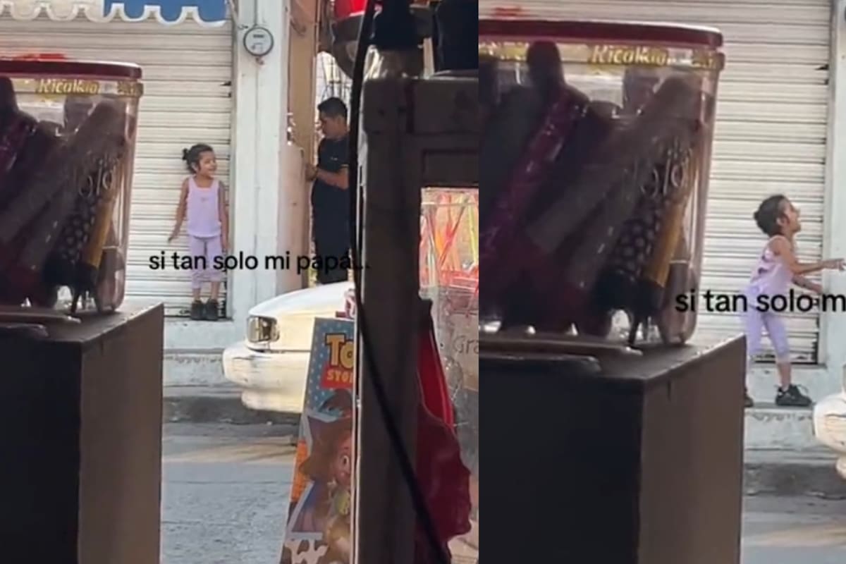 Padre e hija causan ternura jugando a las escondidas en la calle