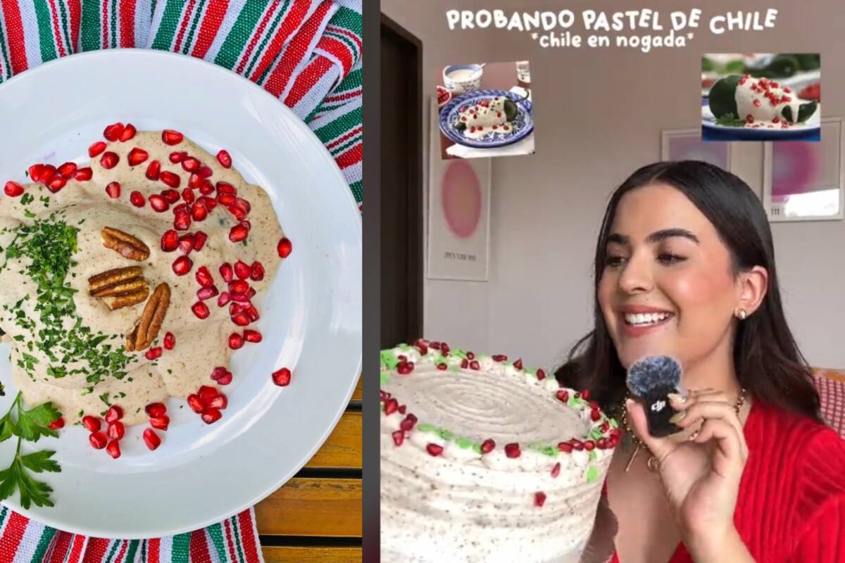 Joven muestra cómo el famoso platillo del Chile en Nogada ahora tiene una versión en pastel