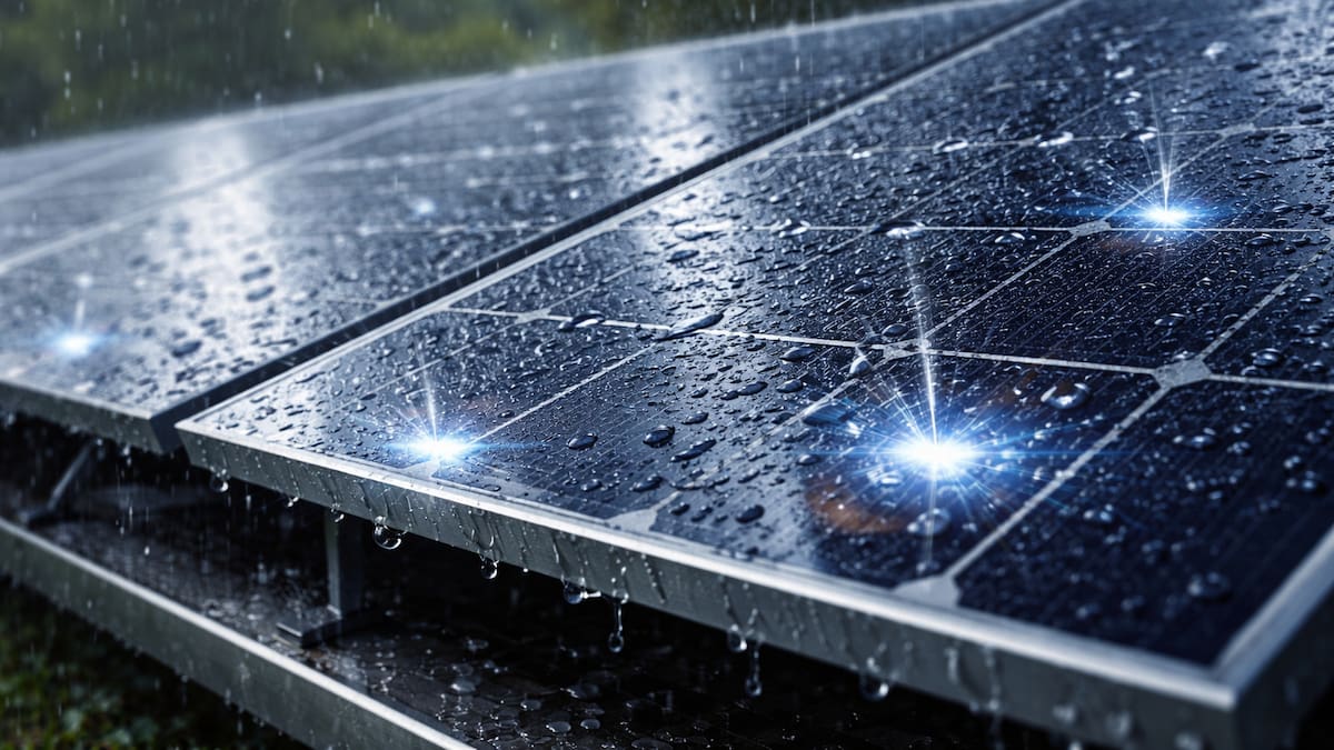 Nueva tecnología solar convierte gotas de lluvia en electricidad y promete energía continua incluso en días nublados o tormentas