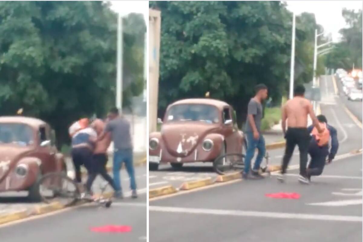 VIDEO: Golpean a repartidor en bicicleta en Tlalnepantla