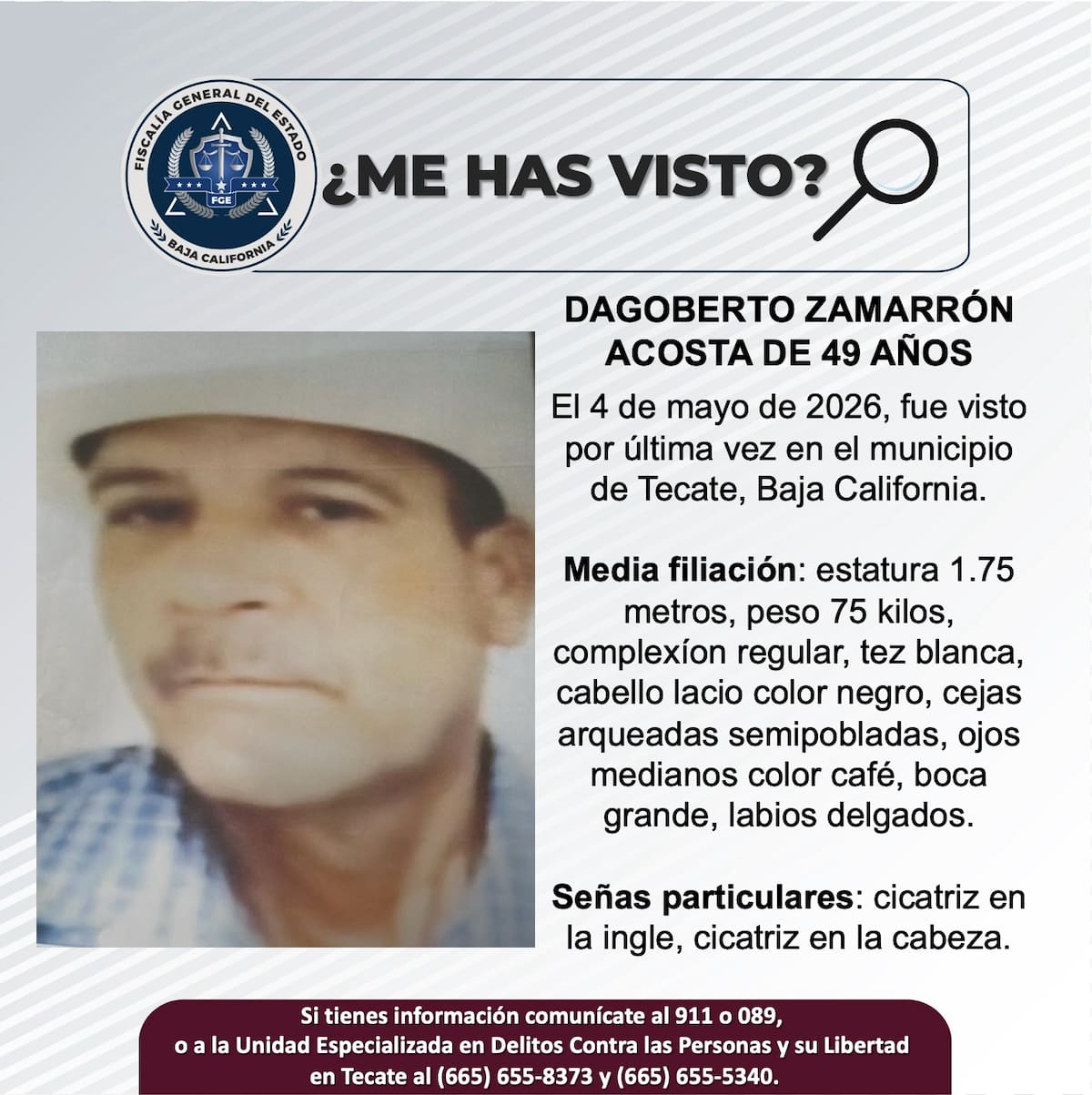 Fue visto por última vez el 4 de mayo de 2026.