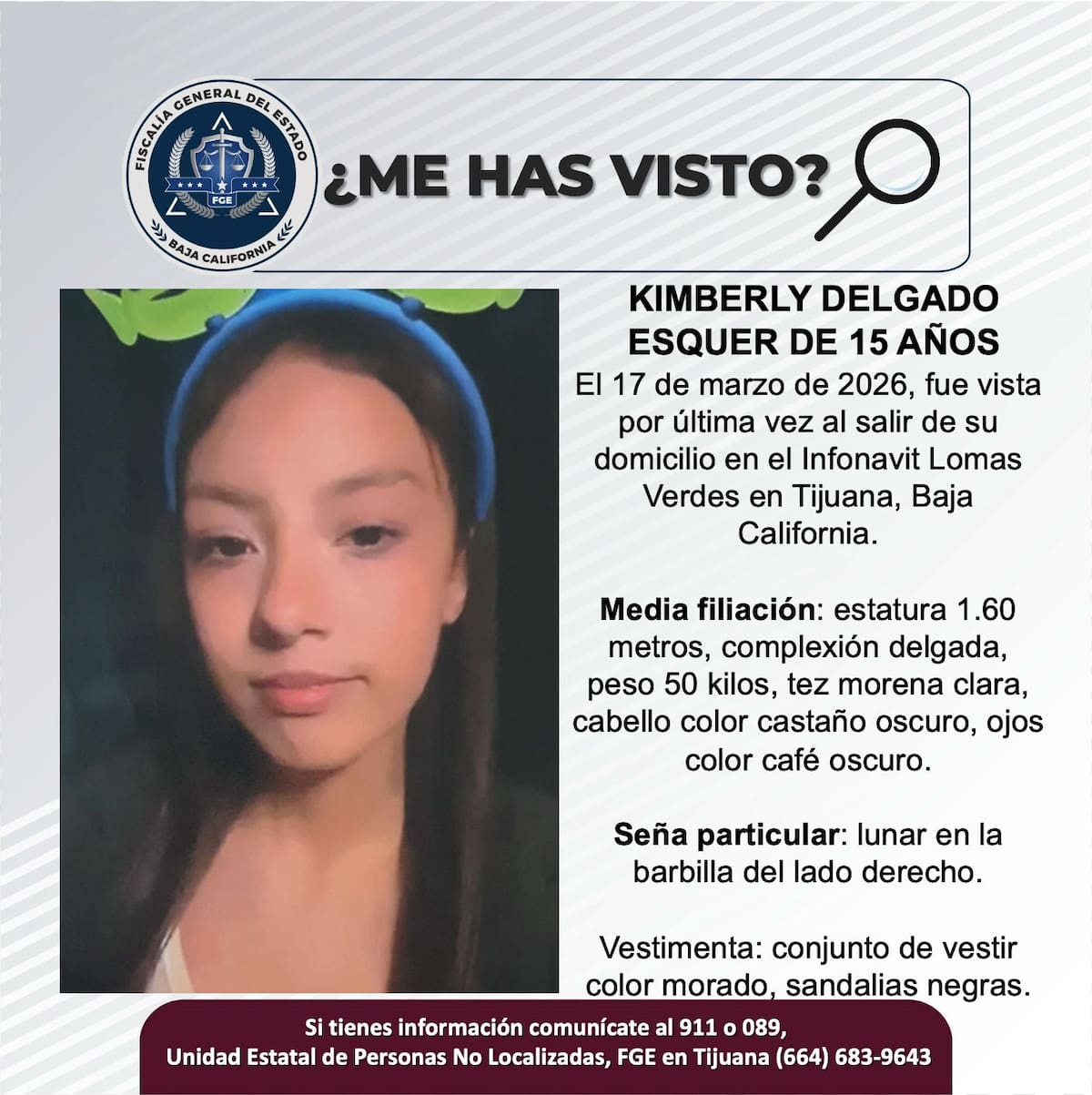 Fue vista por última vez el 17 de marzo de 2026.