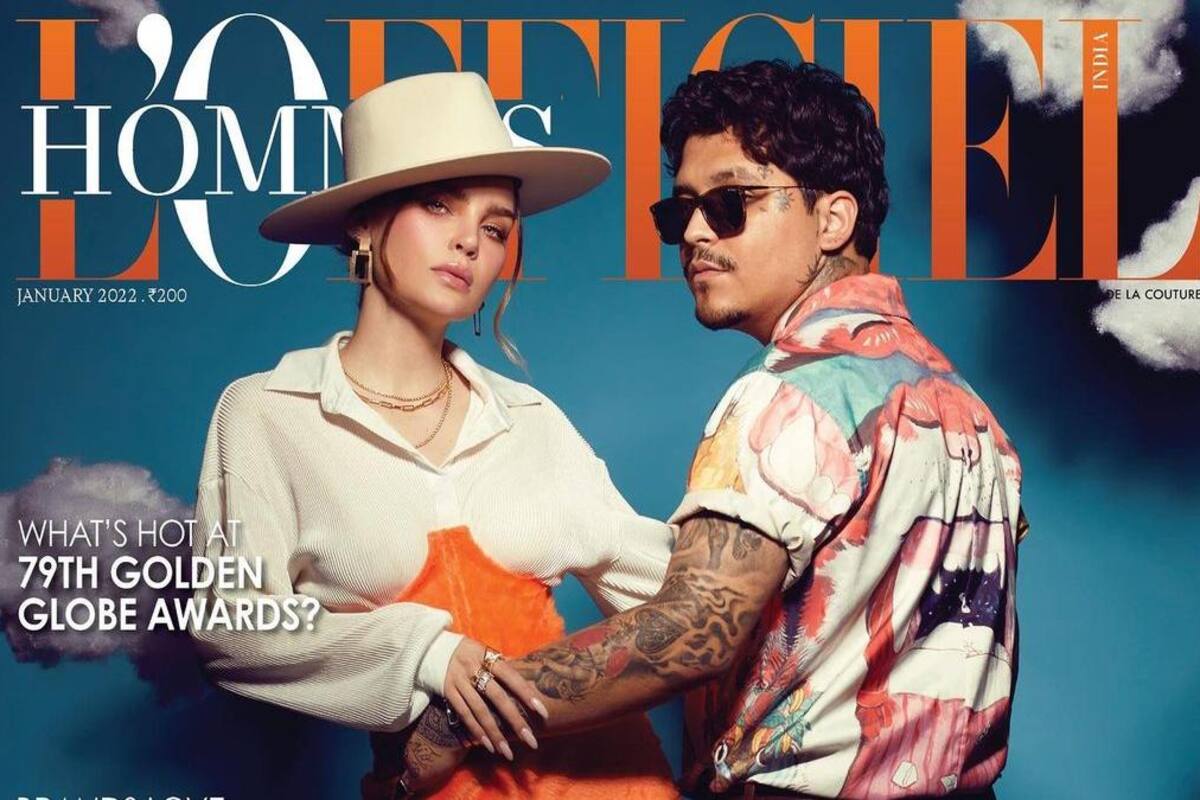 Belinda y Christian Nodal posan para revista Lofficiel
