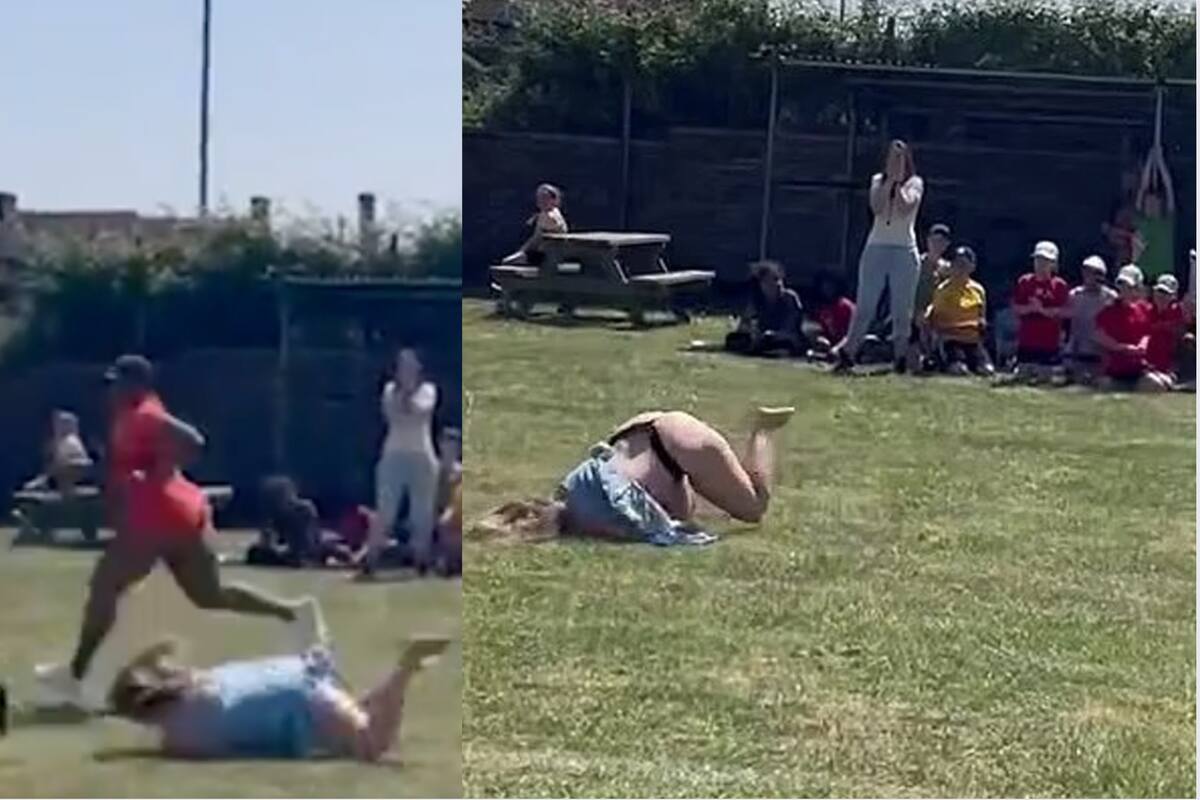 VIDEO: Madre de familia planta la cara en una carrera de su hijo y muestra su “mejor ángulo”