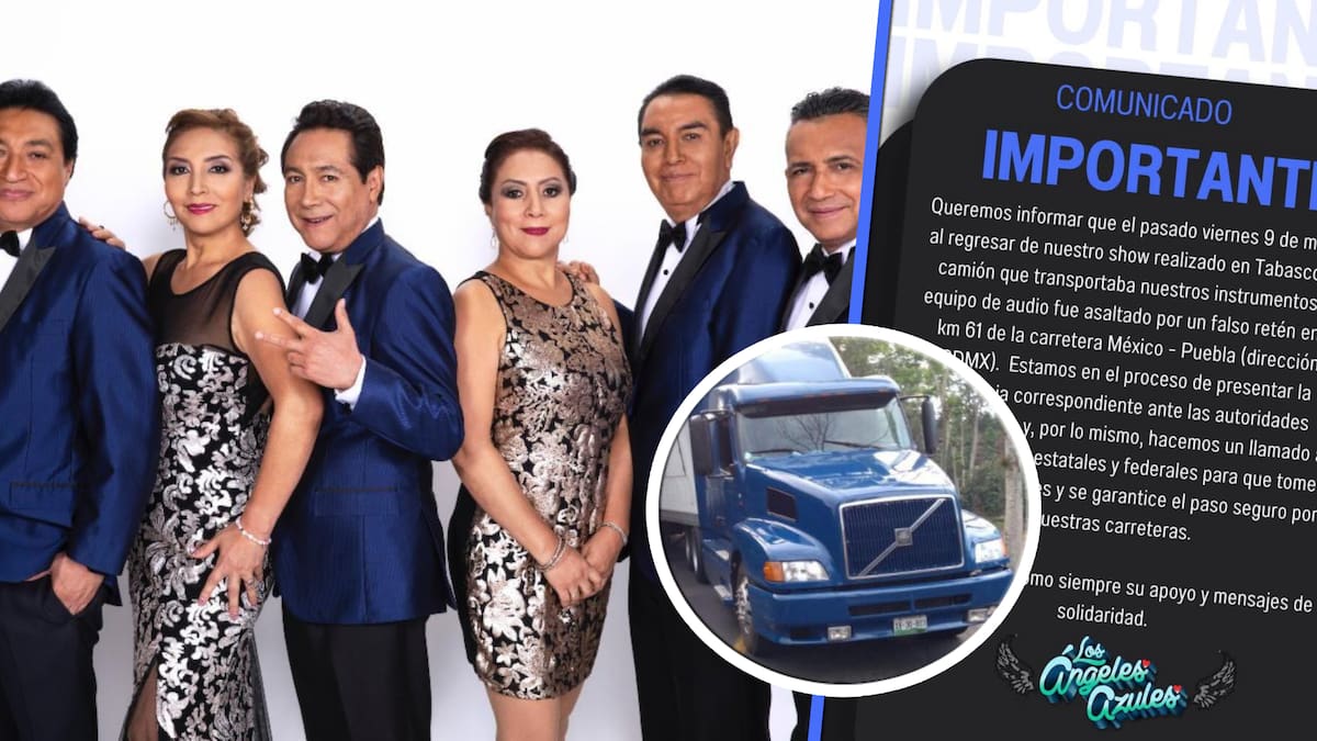 Los Ángeles Azules son víctimas de un falso retén en la México-Puebla; pierden instrumentos y equipo de audio. / Foto: Especial