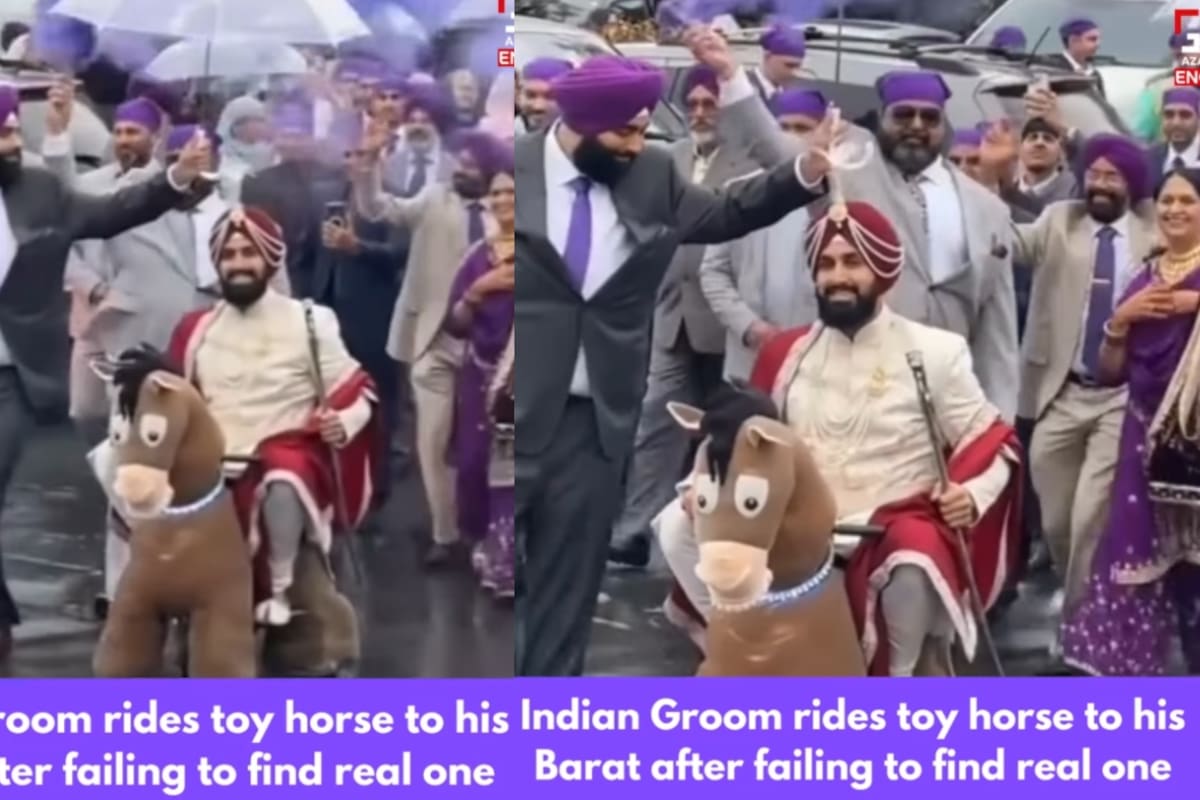 Hombre en India llega a su boda montado en un caballo de juguete tras no encontrar uno real y se vuelve viral