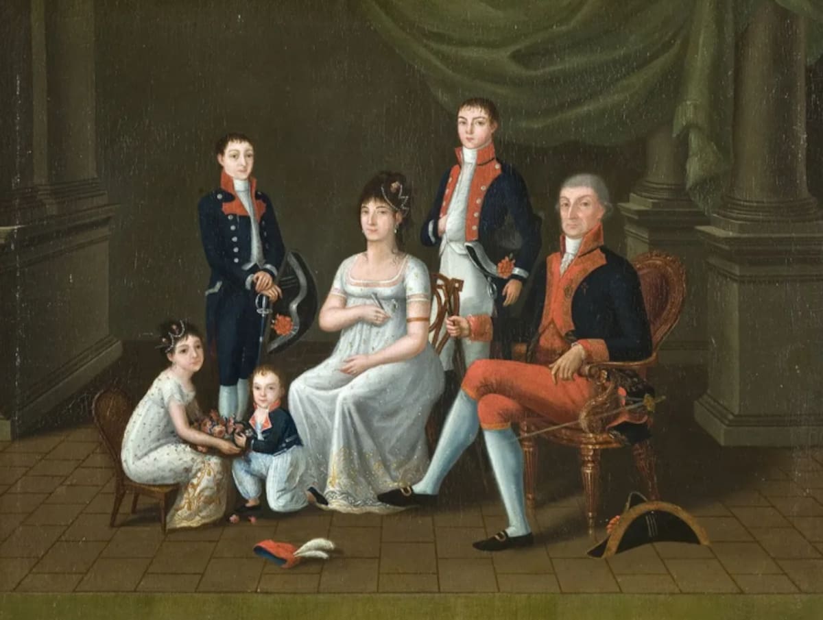 La familia Iturrigaray conformada por el Virrey José, su esposa Inés de Jáuregui y sus cuatro hijos: José, Joaquín, María del Pilar y Vicente, 1805