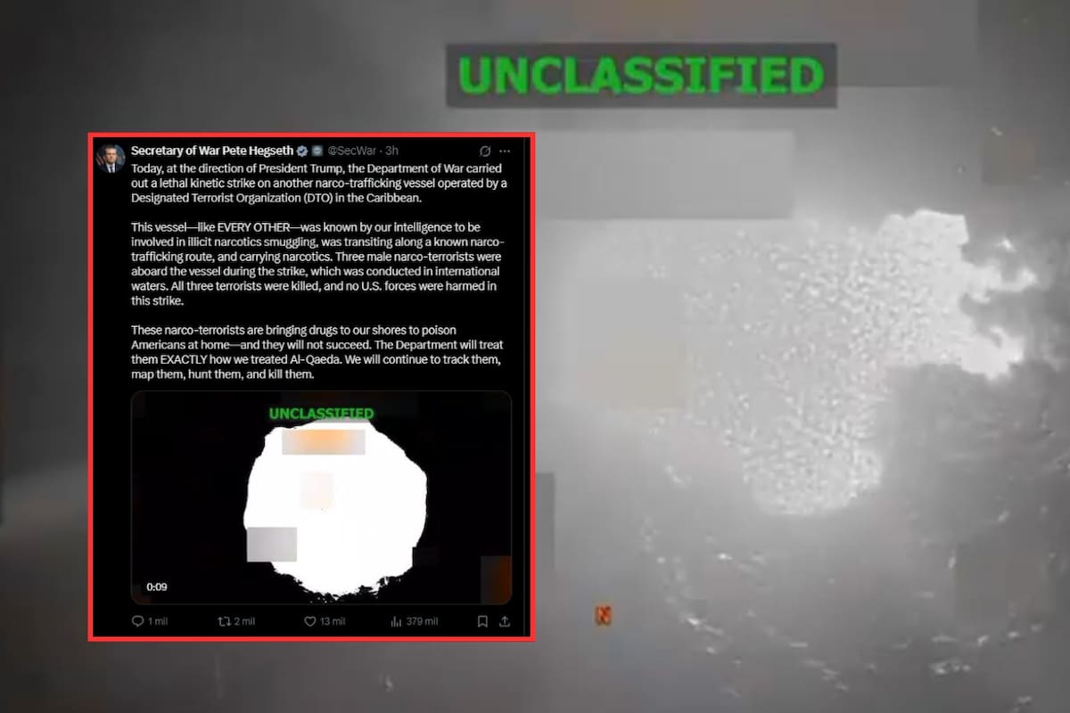 Departamento de Guerra de EEUU ejecuta un nuevo ataque letal contra embarcación narco en el Caribe; hay tres muertos