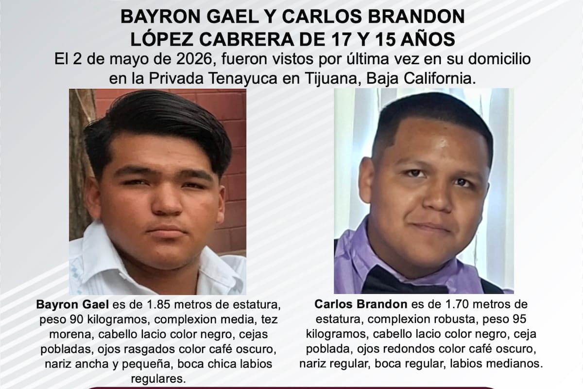 Se buscan Bayron Gael y Carlos Brandon López Cabrera de 17 y 15 años de edad
