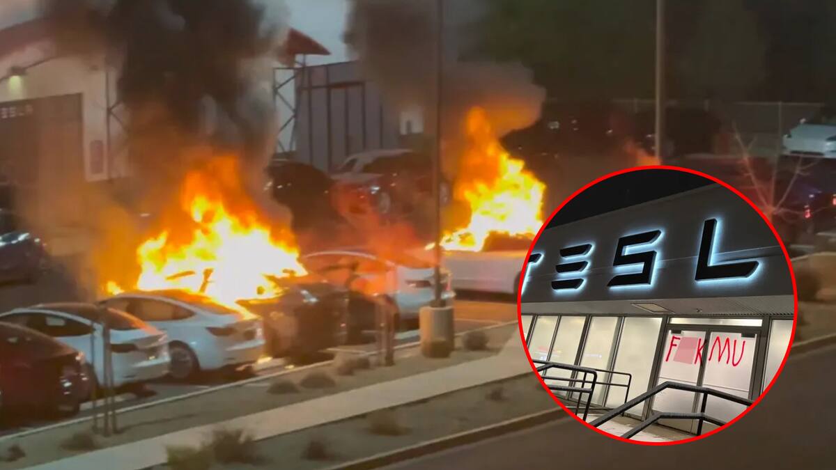 Lucy Grace Nelson, en Loveland, Colorado, intentó incendiar autos Tesla y pintó “autos nazis” en los vehículos. FOTO: Especial