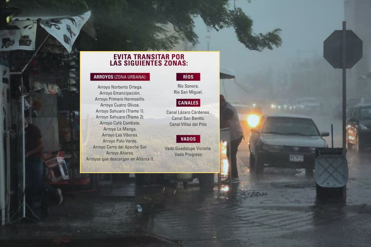 Mapa de riesgos por lluvias en Hermosillo: vialidades cerradas, cruces peligrosos y recomendaciones oficiales para evitar emergencias