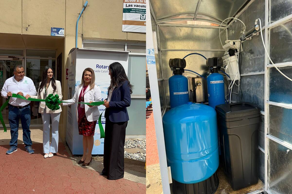 Rotarios donan un bebedero al IMSS