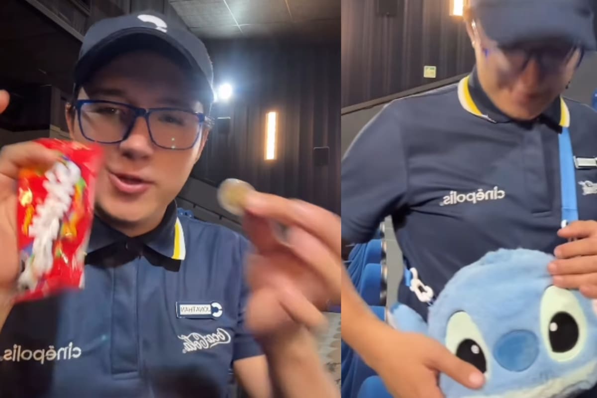 “Hasta terminó cayéndose”: joven de Cinépolis se graba limpiando la sala y muestra todo lo que encuentra