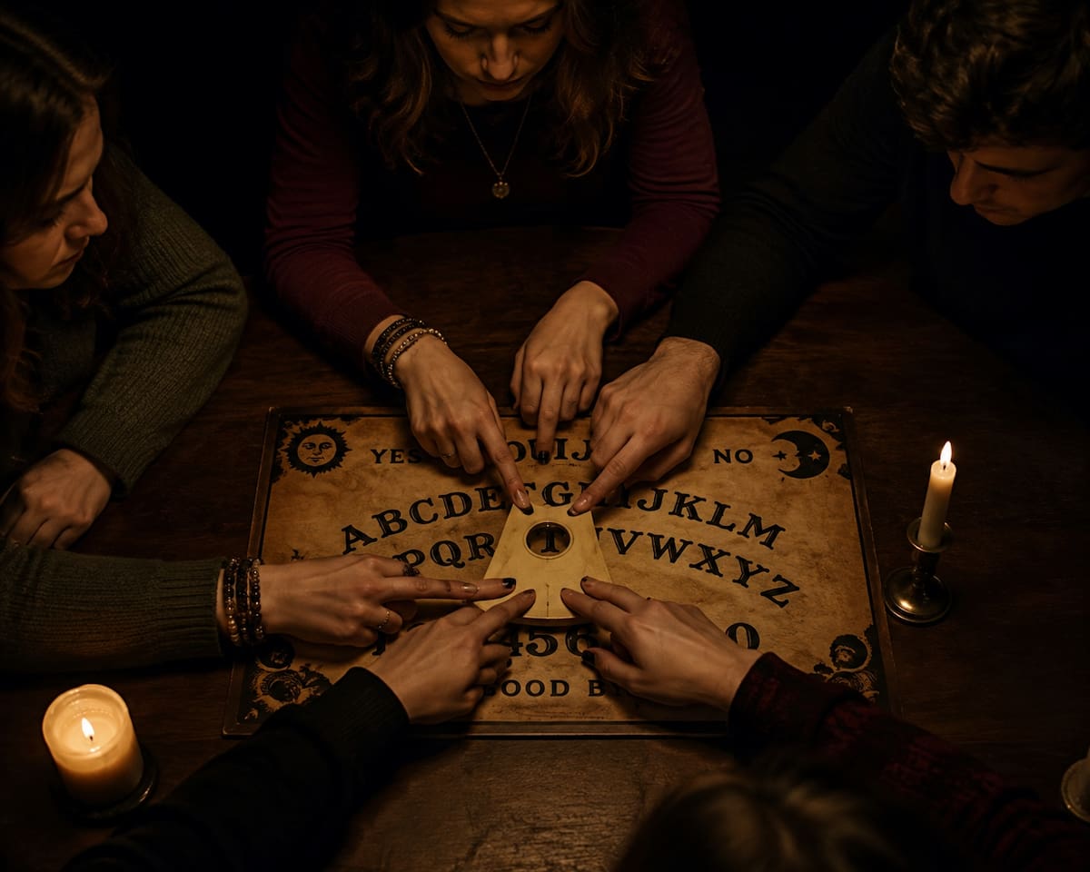 Antes de jugar a la ouija existen diferentes rituales y recomendaciones que forman parte de las creencias populares alrededor del tablero. | Crédito: Imagen de ChatGPT