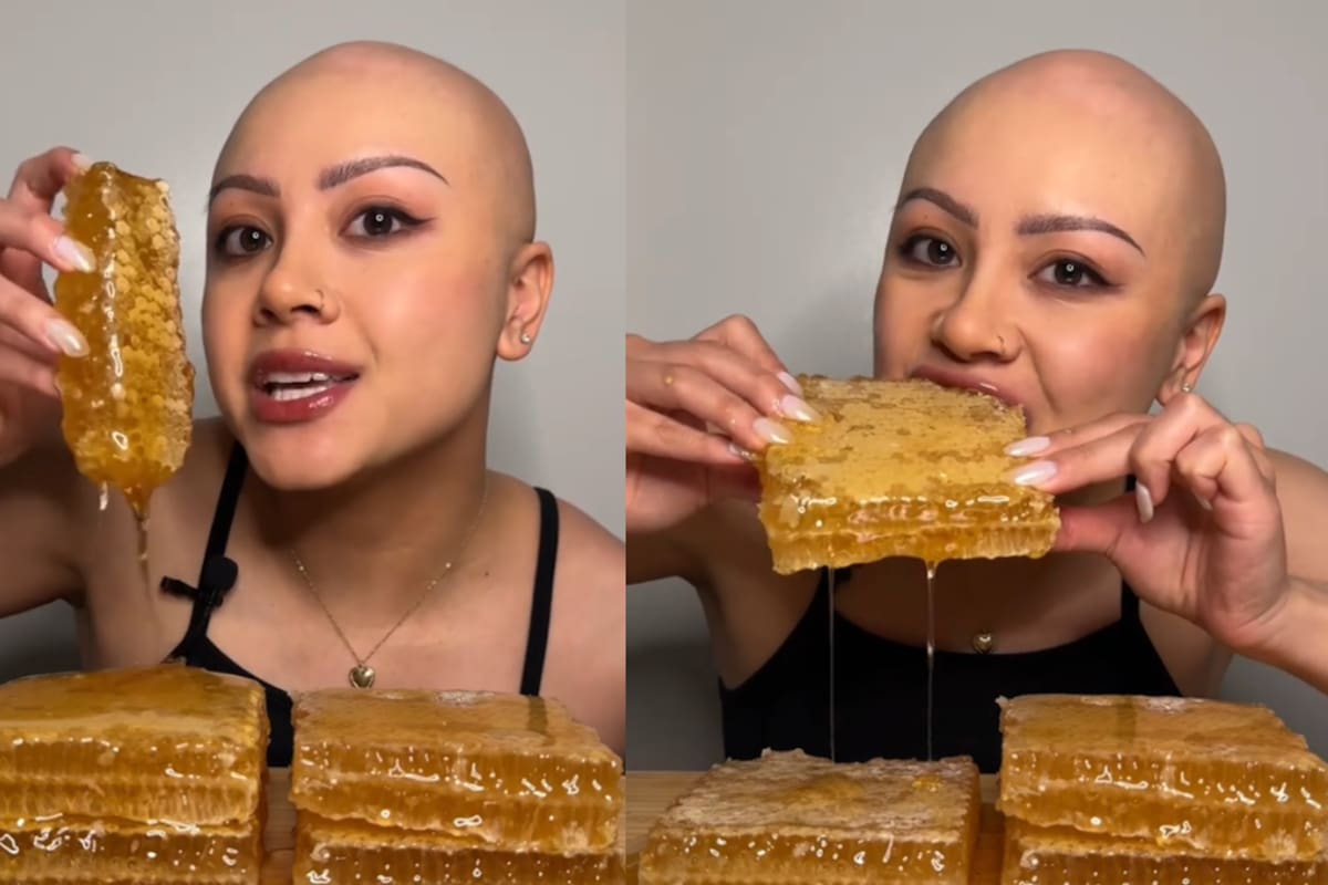 VIRAL | Mujer genera polémica por comer una excesiva cantidad de panales de miel de abeja