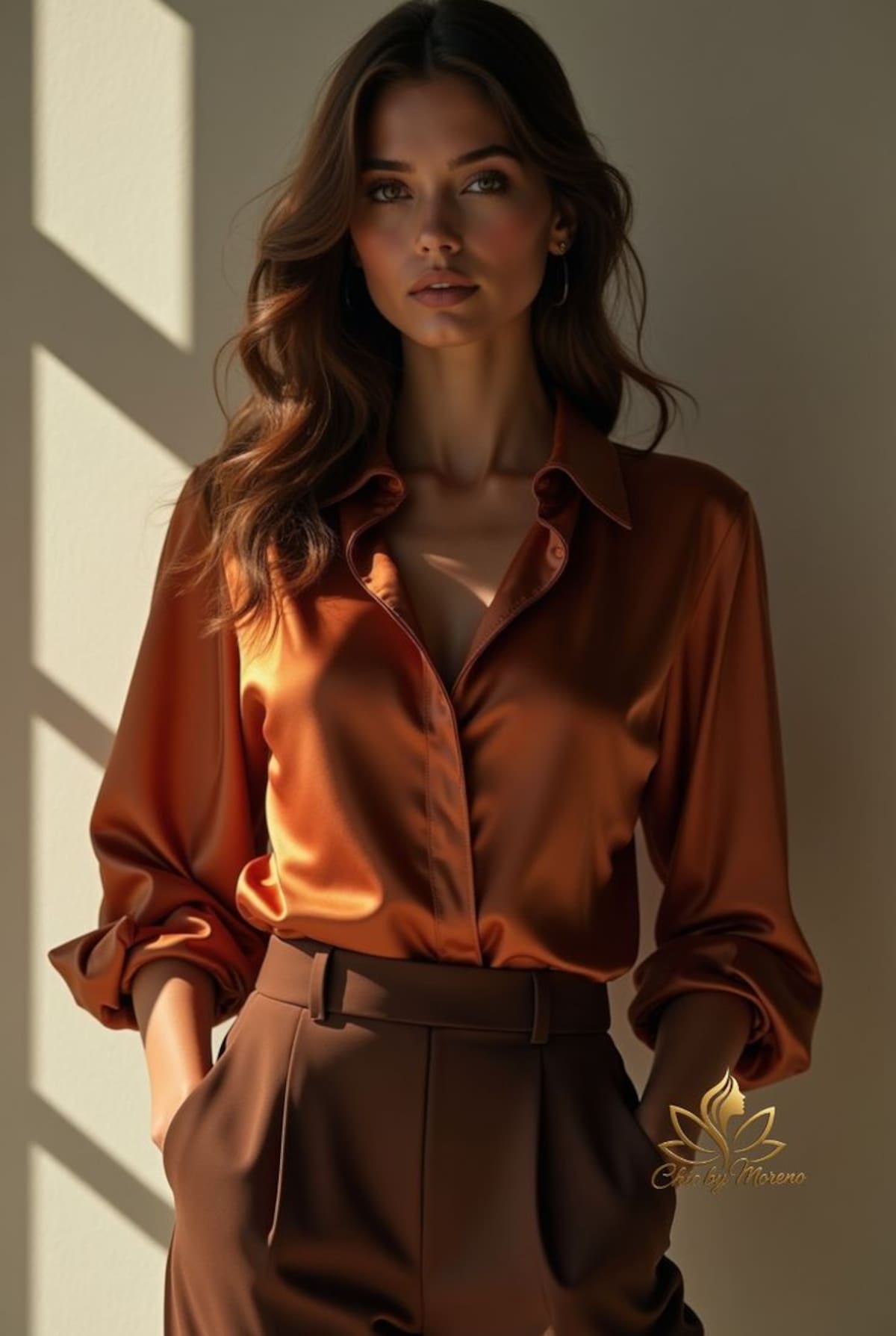 Un look sofisticado y cómodo que combina cortes clásicos con telas ligeras y elegantes.