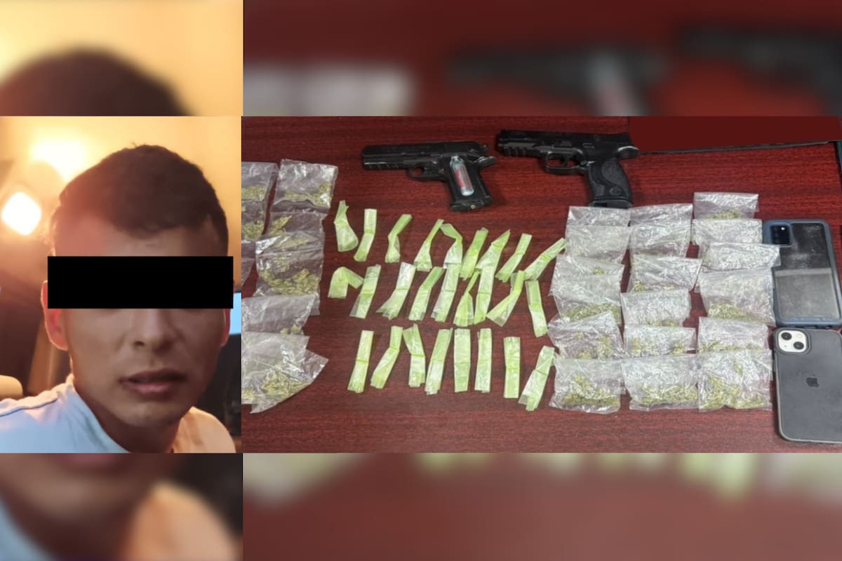 Detienen a hombre con drogas, réplicas de arma y varios celulares en Hermosillo
