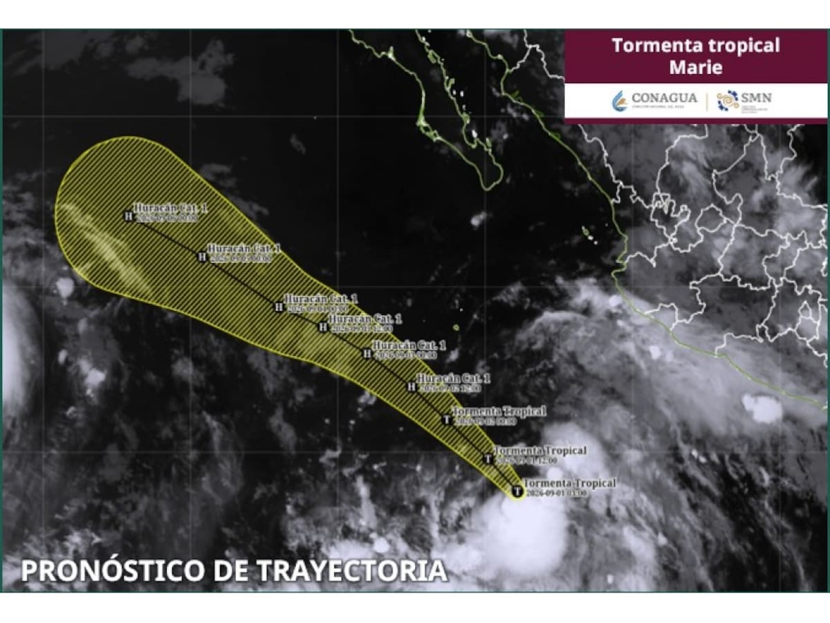 Esta es la trayectoria que alcanzaría Marie según el SMN. | Crédito: Conagua