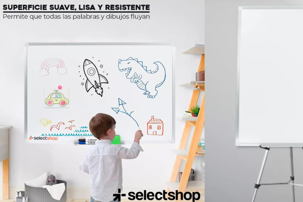 ¡Oferta relámpago! Pizarrón magnético blanco 90x60 cm con 40% de descuento y envío rápido