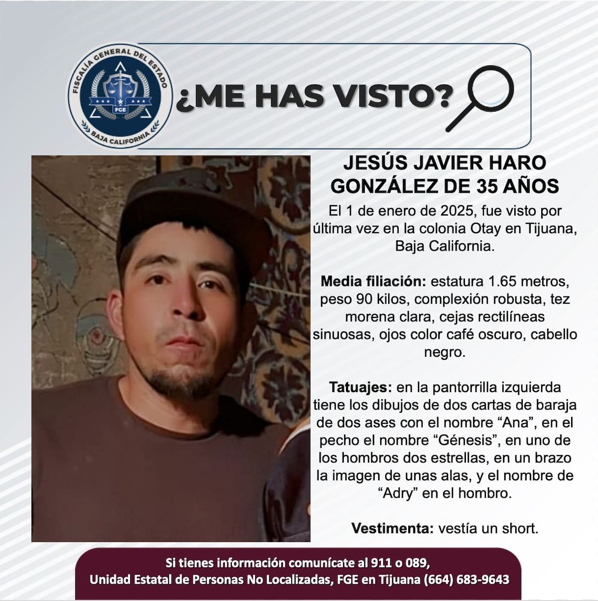 Fue visto por última vez el 1 de enero de 2025.