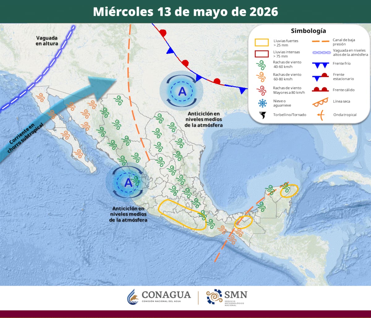 Áreas en vigilancia por desarrollo de tormentas significativas en las siguientes 24, 48, 72 y 96 horas. | Foto: SMN.