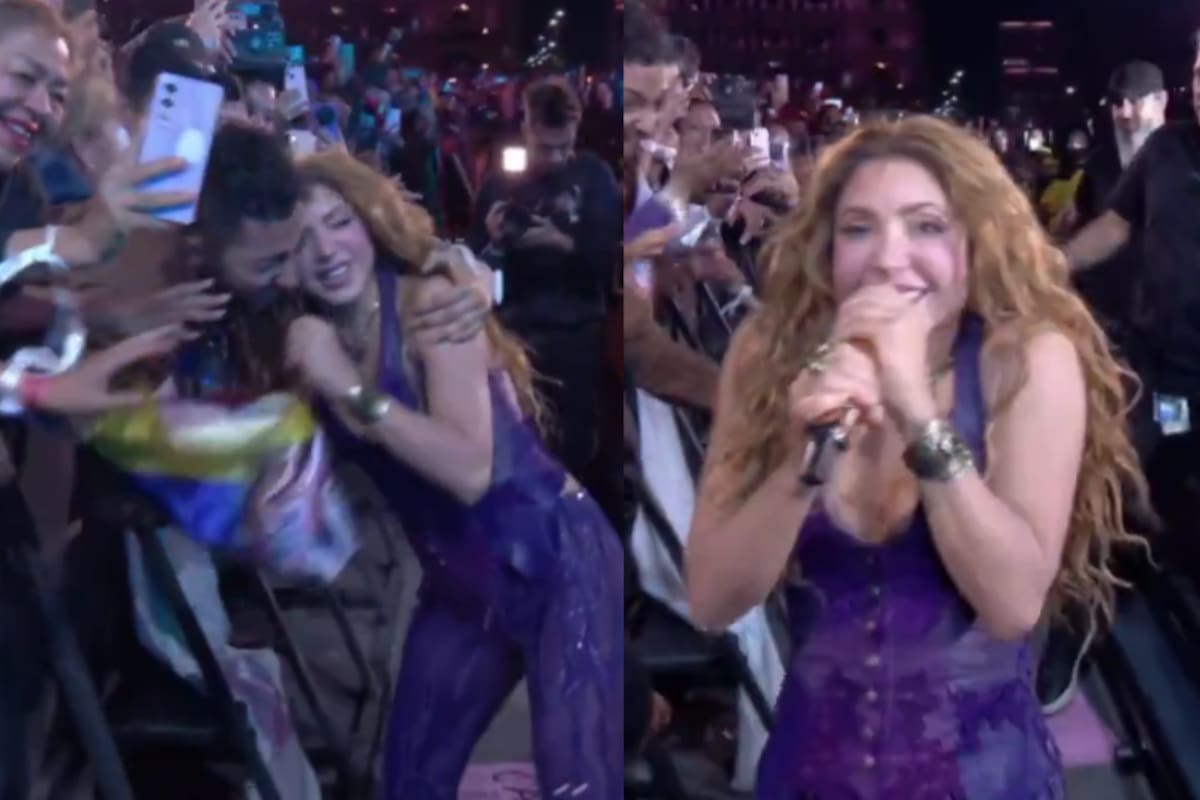 Intentan quitarle el micrófono a Shakira en el Zócalo de la CDMX: así fue el momento incómodo con un fan