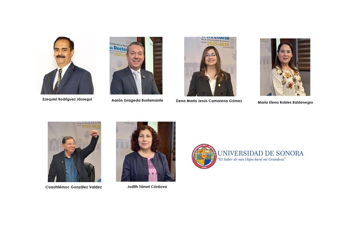 Cuauhtémoc González Valdez, Judith Tánori Córdova, Ezequiel Rodríguez Jáuregui, Aarón Grageda Bustamante, Dena María Jesús Camarena Gómez y María Elena Robles Baldenegro, aspirantes a rector en la Unison.