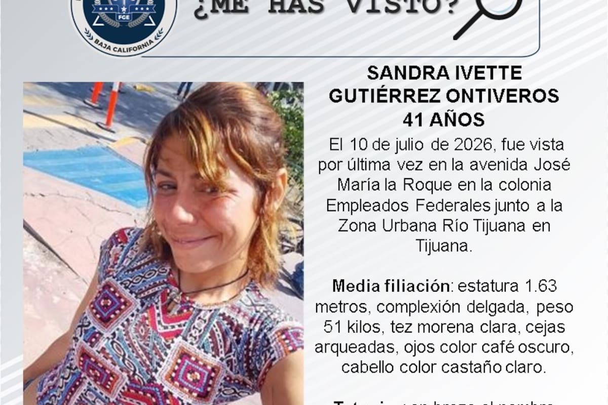 Se busca Sandra Ivette Gutiérrez Ontiveros de 41 años