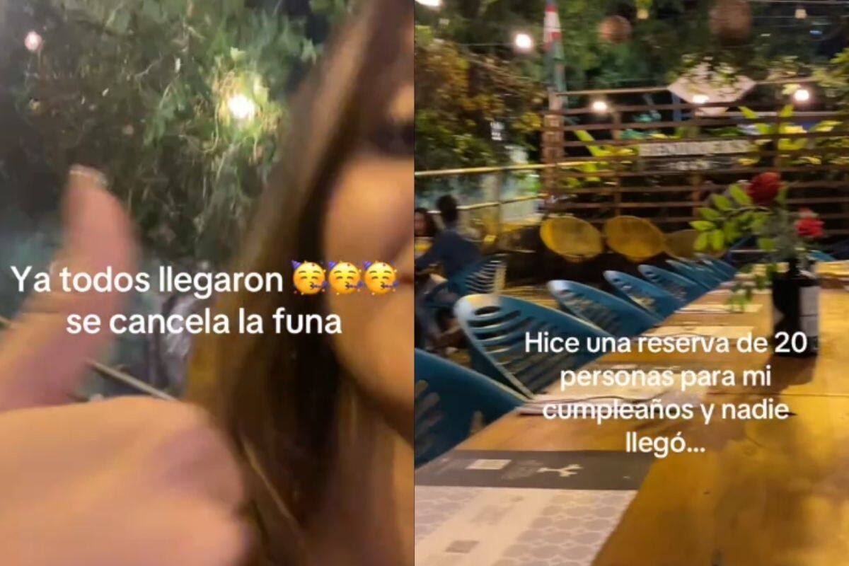 Mujer reserva mesa para su cumpleaños y sus amigos llegan tarde, generando malentendido