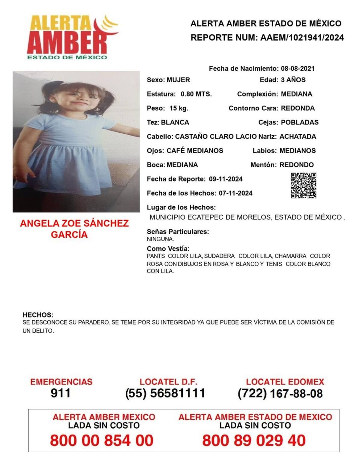 Alerta Amber Ángela Zoe