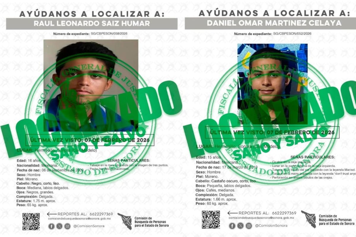 Se retiraron por decisión propia: Fiscalía localiza a dos jóvenes reportados como desaparecidos en Hermosillo tras su salida de un centro de rehabilitación