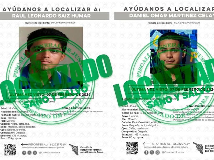 Se retiraron por decisión propia: Fiscalía localiza a dos jóvenes reportados como desaparecidos en Hermosillo tras su salida de un centro de rehabilitación