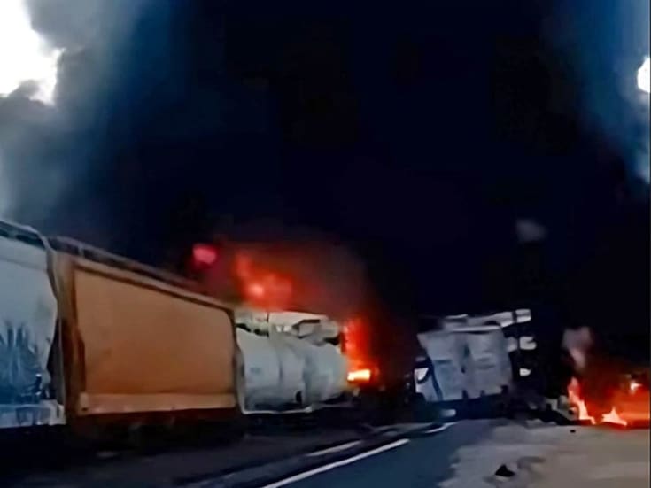 Explosión de tren con etanol provoca fuerte movilización en Tepetitlán, Hidalgo