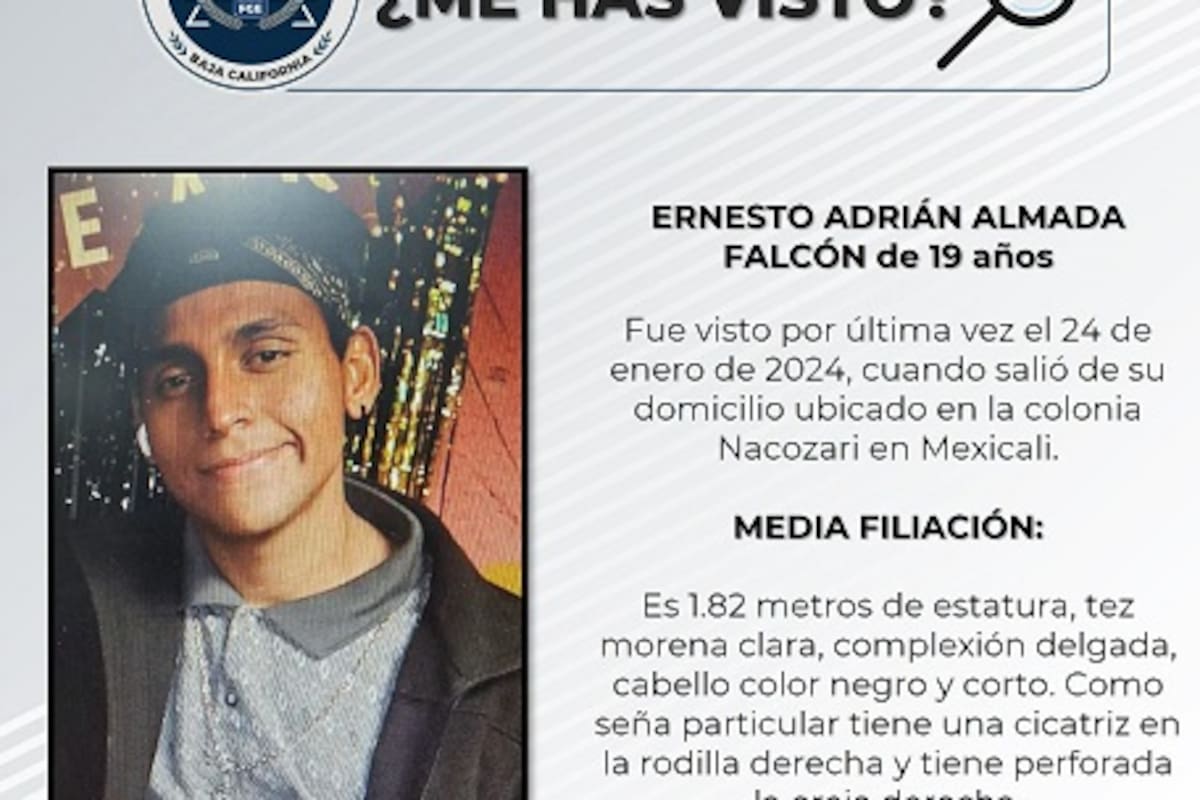 Familiares buscan a Ernesto Adrián Almada Falcón