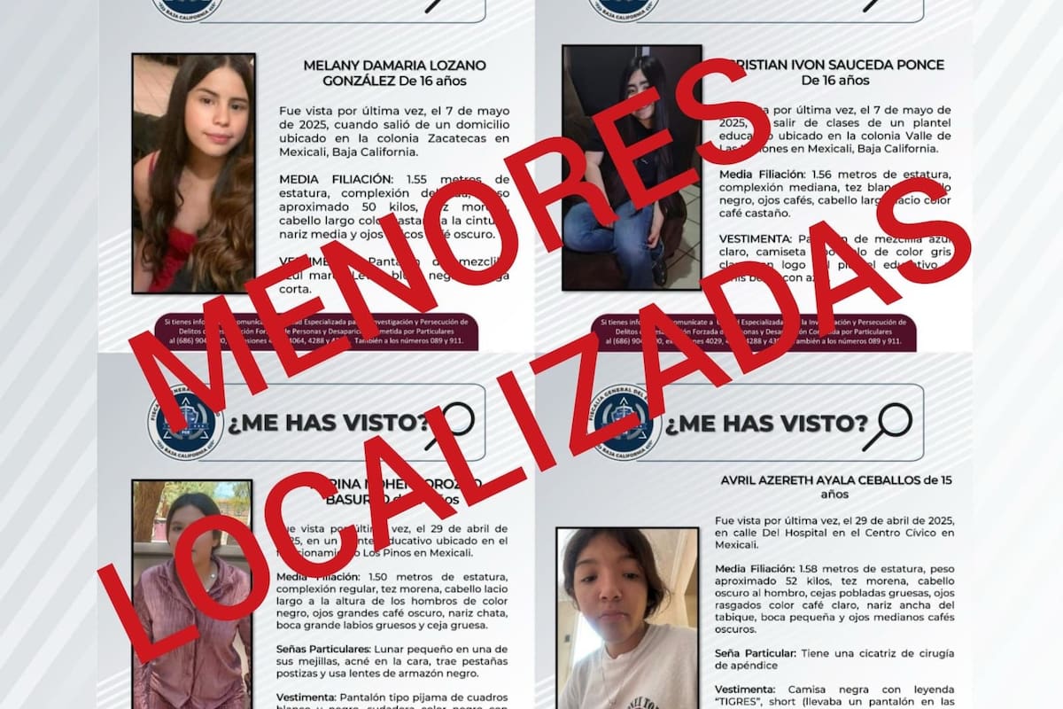 Aparecen con bien cuatro adolescentes reportadas como desaparecidas en Mexicali