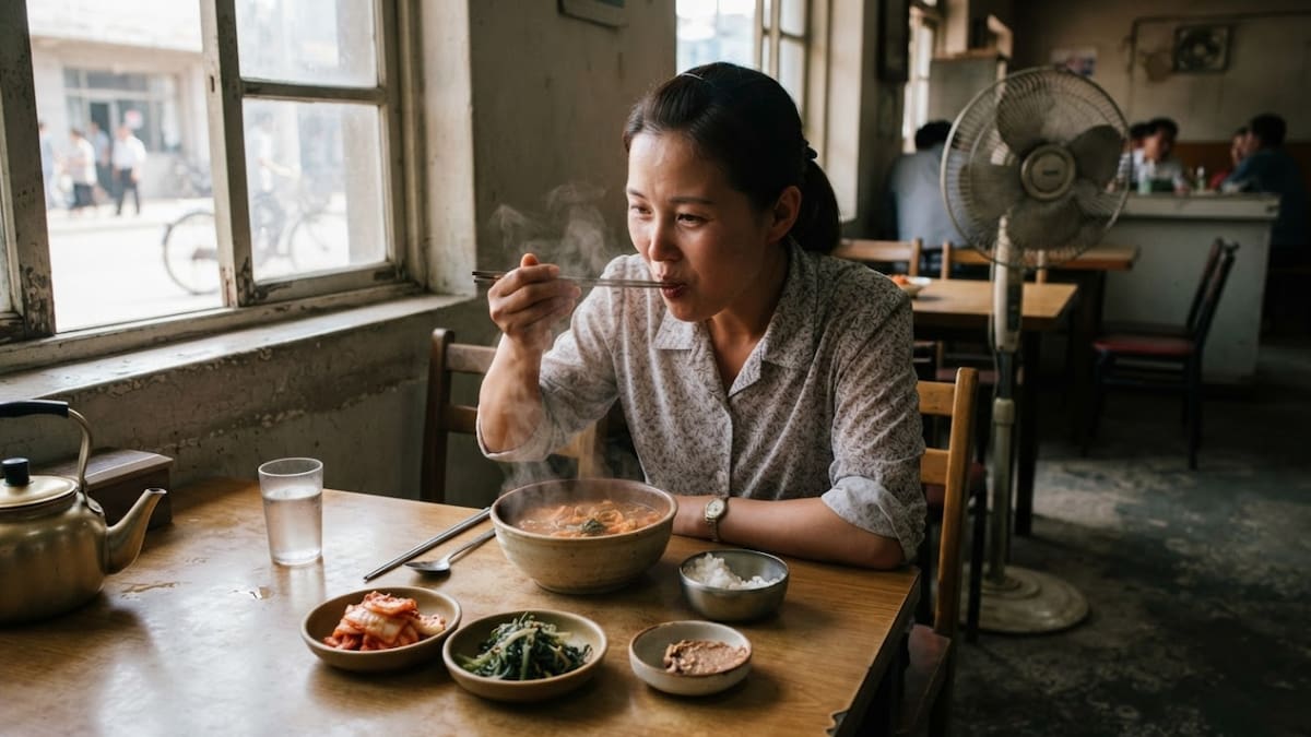 La sopa de carne de perro, conocida como dangogi guk, es presentada por las autoridades norcoreanas como parte de la tradición gastronómica para el verano. (Imagen ilustrativa hecha con IA)