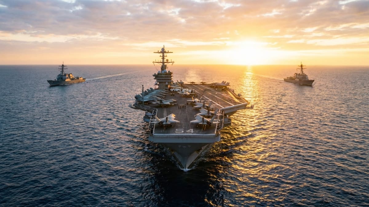 El despliegue del portaaviones USS Abraham Lincoln hacia el Mar Arábigo representa la mayor movilización naval de la administración Trump en 2026 para garantizar la seguridad en Medio Oriente frente a las tensiones con Irán. (Foto: Ilustrativa hecha con IA)