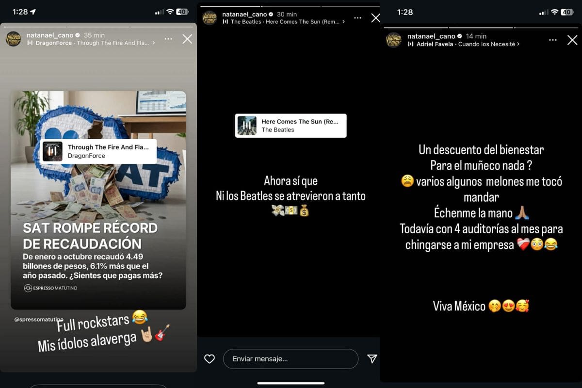 El artista sonorense Natanael Cano ironizó sobre el récord fiscal del SAT con música de The Beatles de fondo.