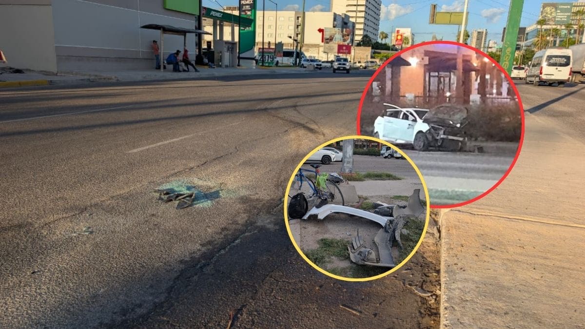 Dos automóviles participaron en la colisión registrada durante la madrugada en el cruce de Kino y 18 de Marzo. FOTOS: GH