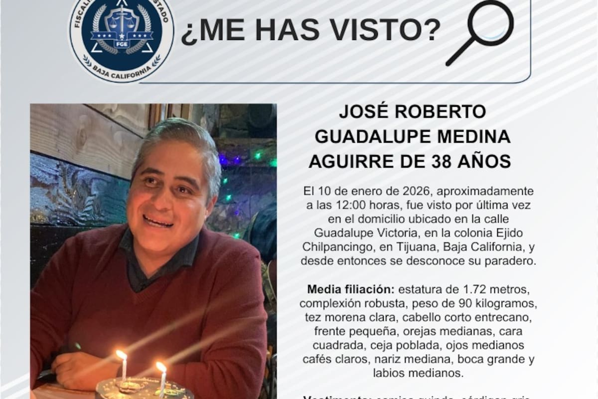 Se busca a José Roberto Guadalupe Medina Aguirre de 38 años