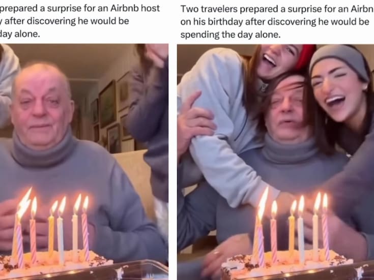“Podías decir que estaba conmovido, a punto de llorar”: Viajeras descubren que el anfitrión de su Airbnb pasaría su cumpleaños solo y le organizan un pastel sorpresa