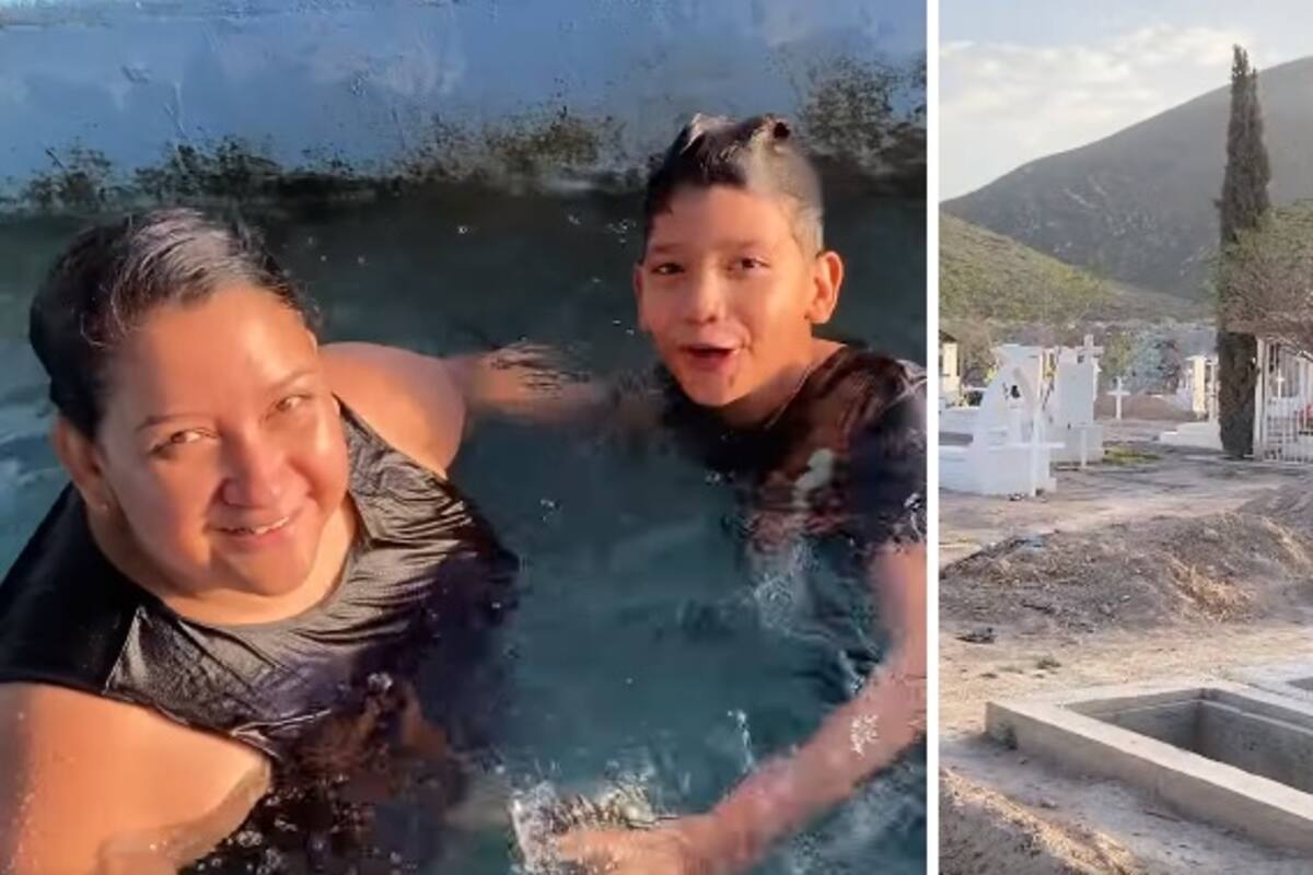 VIDEO: Familia disfruta una tarde de alberca dentro de un panteón de Durango