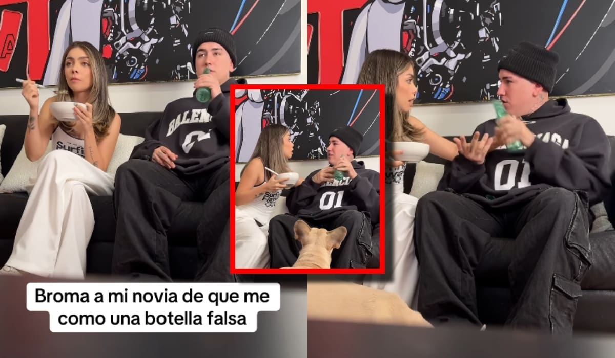"¡¿Qué te pasa?! Le voy a marcar a una ambulancia": Joven finge comerse una botella de vidrio frente a su novia para ver su reacción