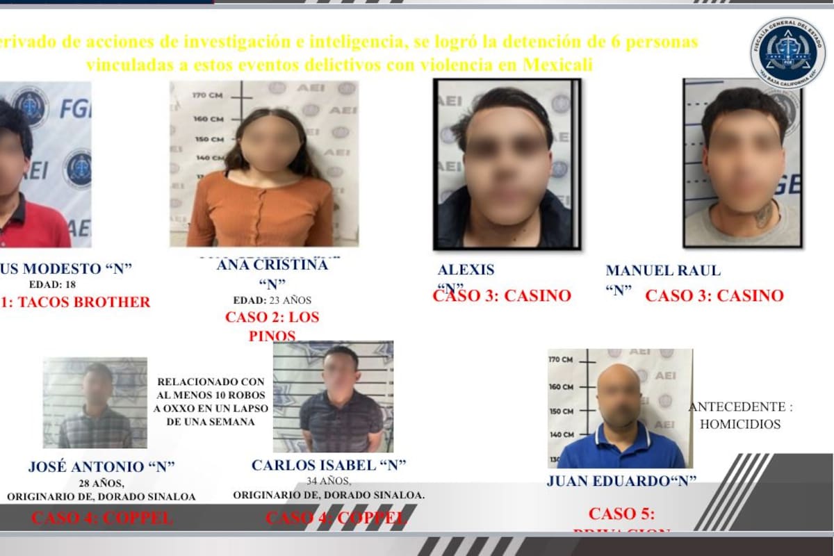 Detienen a 7 por delitos de alto impacto en Mexicali