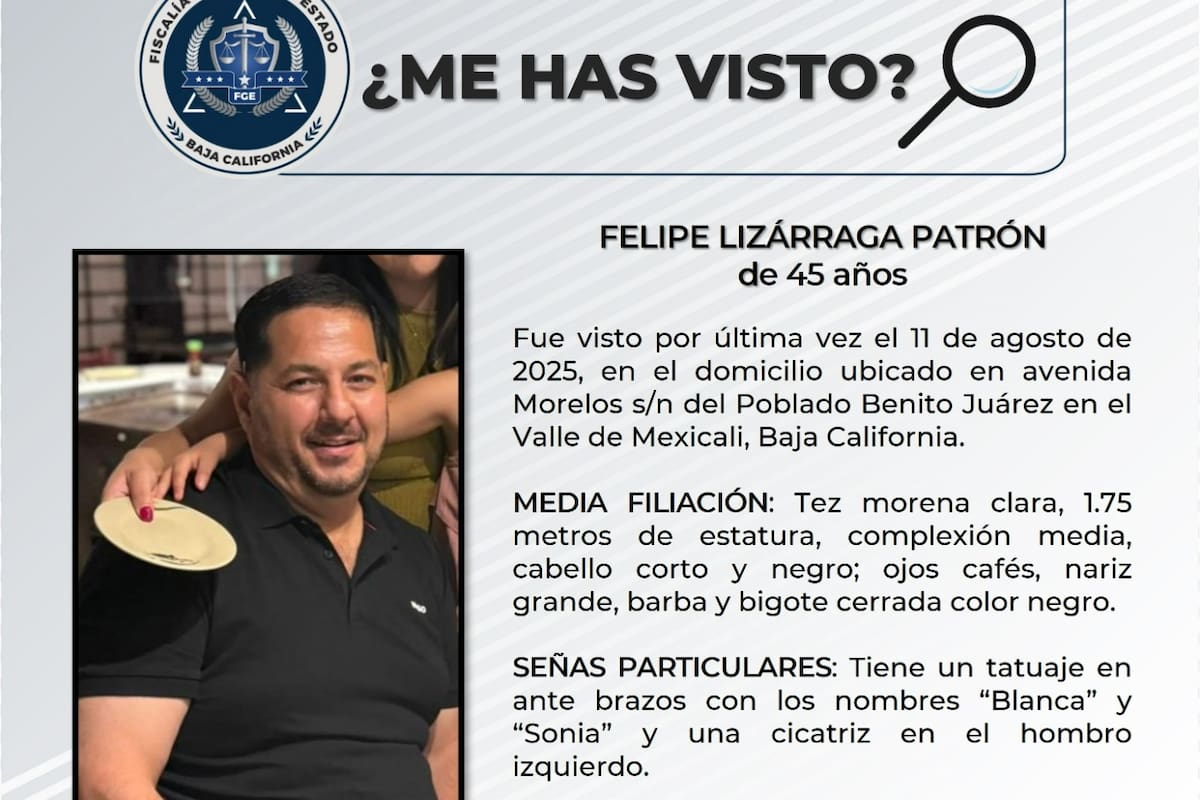 Se solicita ayuda para localizar a Felipe Lizárraga Patrón