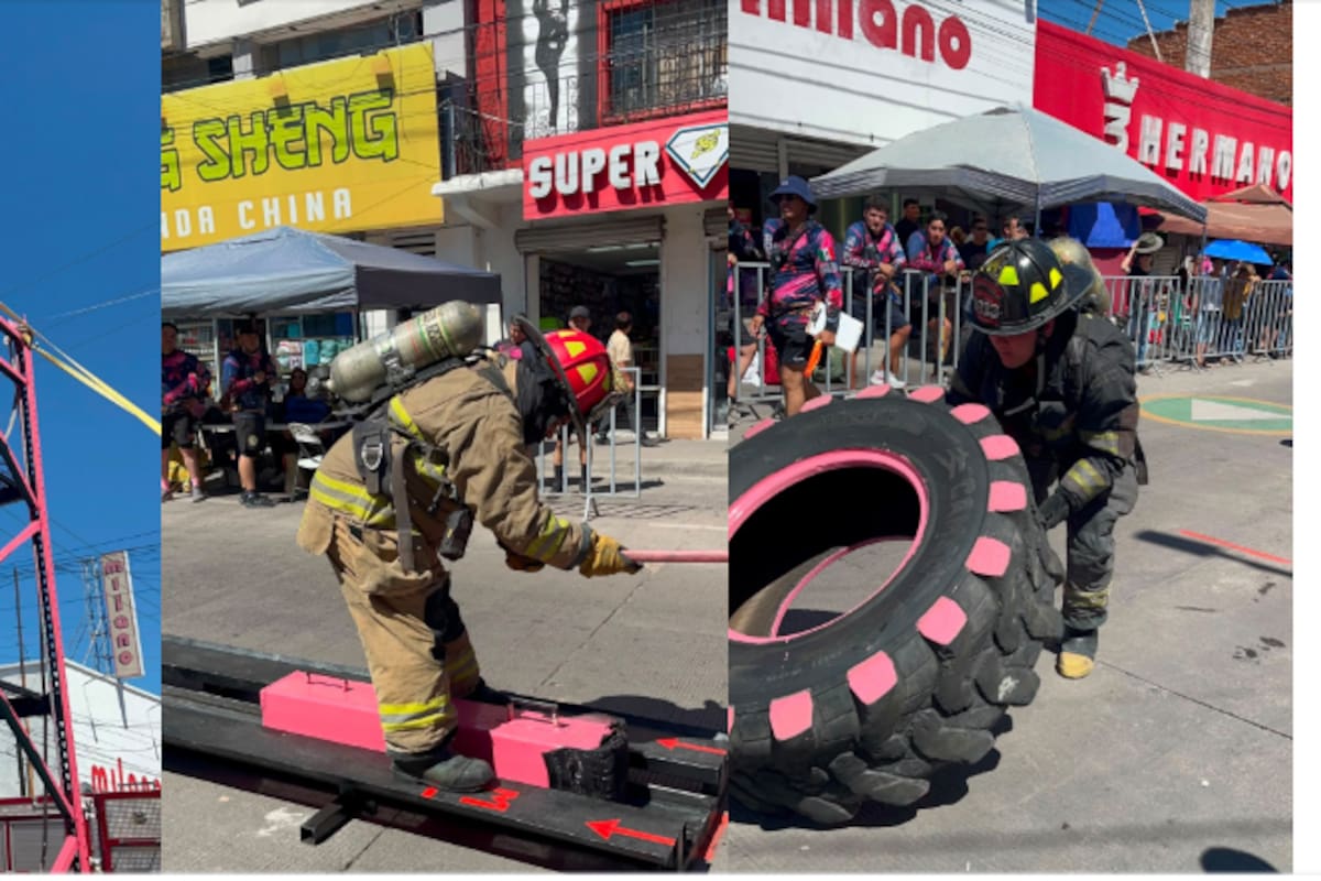 Bomberos de San Luis se suman a competencias en Nogales para apoyar la lucha contra el cáncer de mama