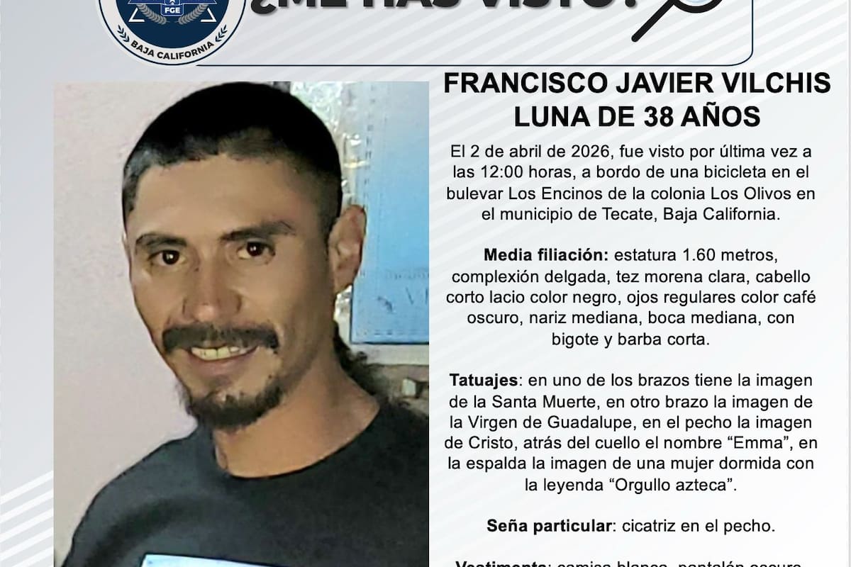 Se busca a Francisco Javier Vilchis Luna de 38 años