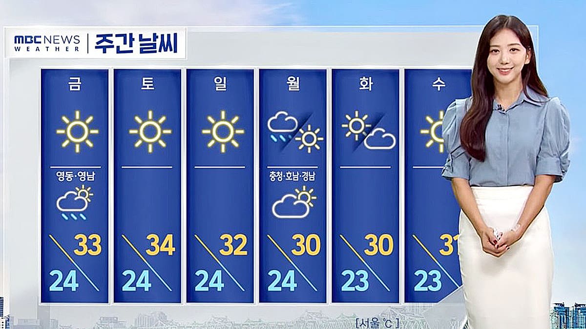 Oh Yoanna presentaba el pronóstico del tiempo mientras trabajaba para la emisora surcoreana MBC. / Captura de pantalla, MBC.