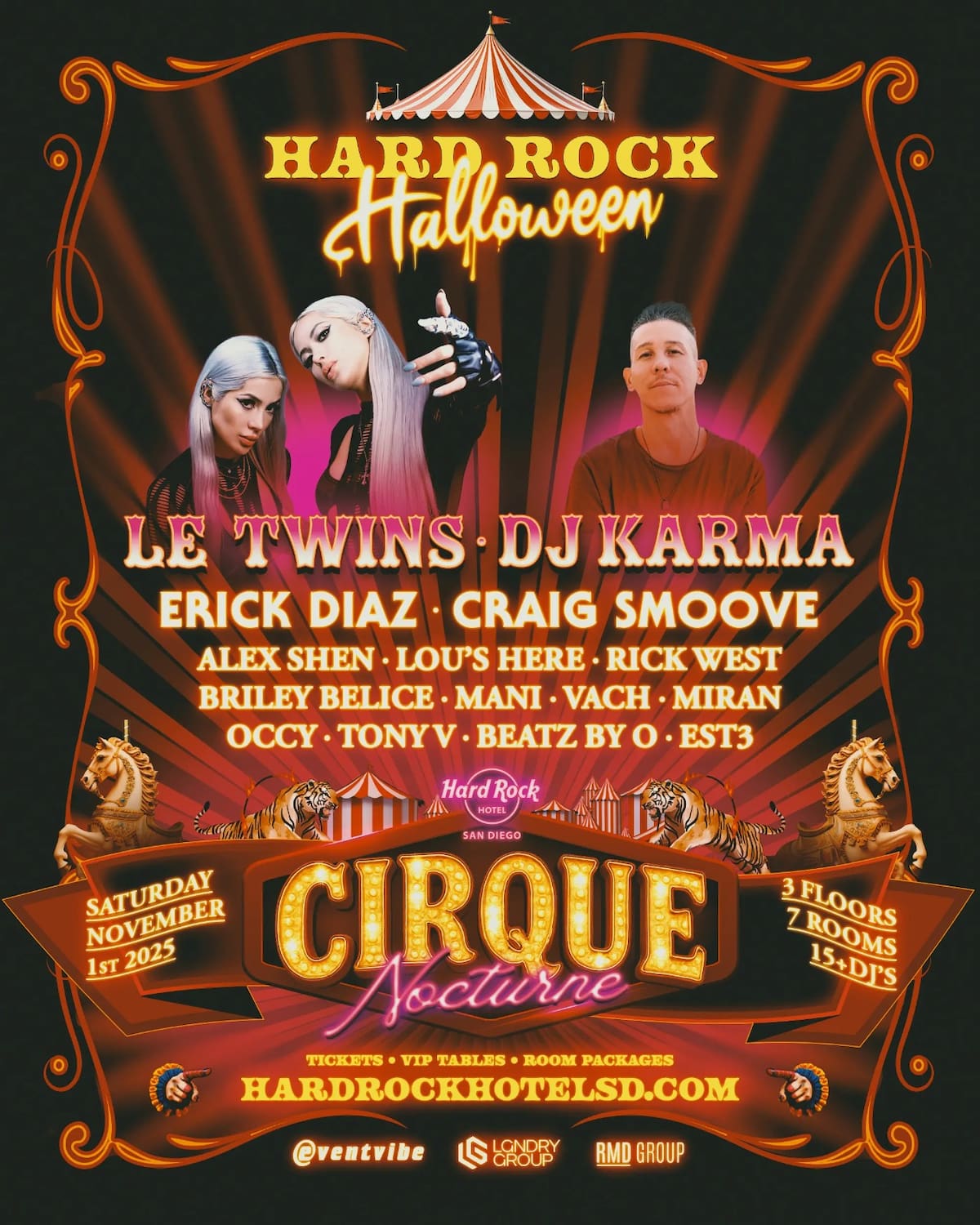 Prometen una noche surrealista de misterio, música y espectáculo  lo largo de múltiples niveles, tres pisos de entretenimiento, y siete áreas temáticas. Foto: Cortesía